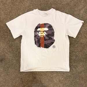 Bape White and Brown Camo Ape Head T-Shirt